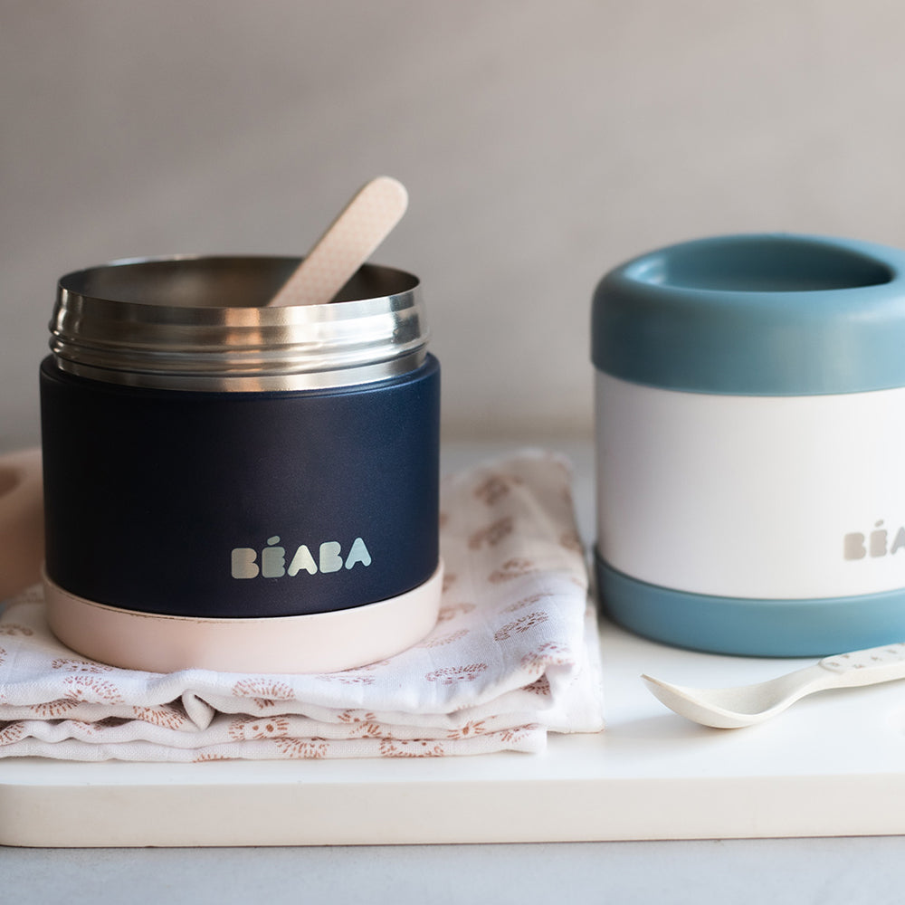 Béaba Stainless Steel Isothermal Portion 500ml - Light Pink / Night Blue (5)