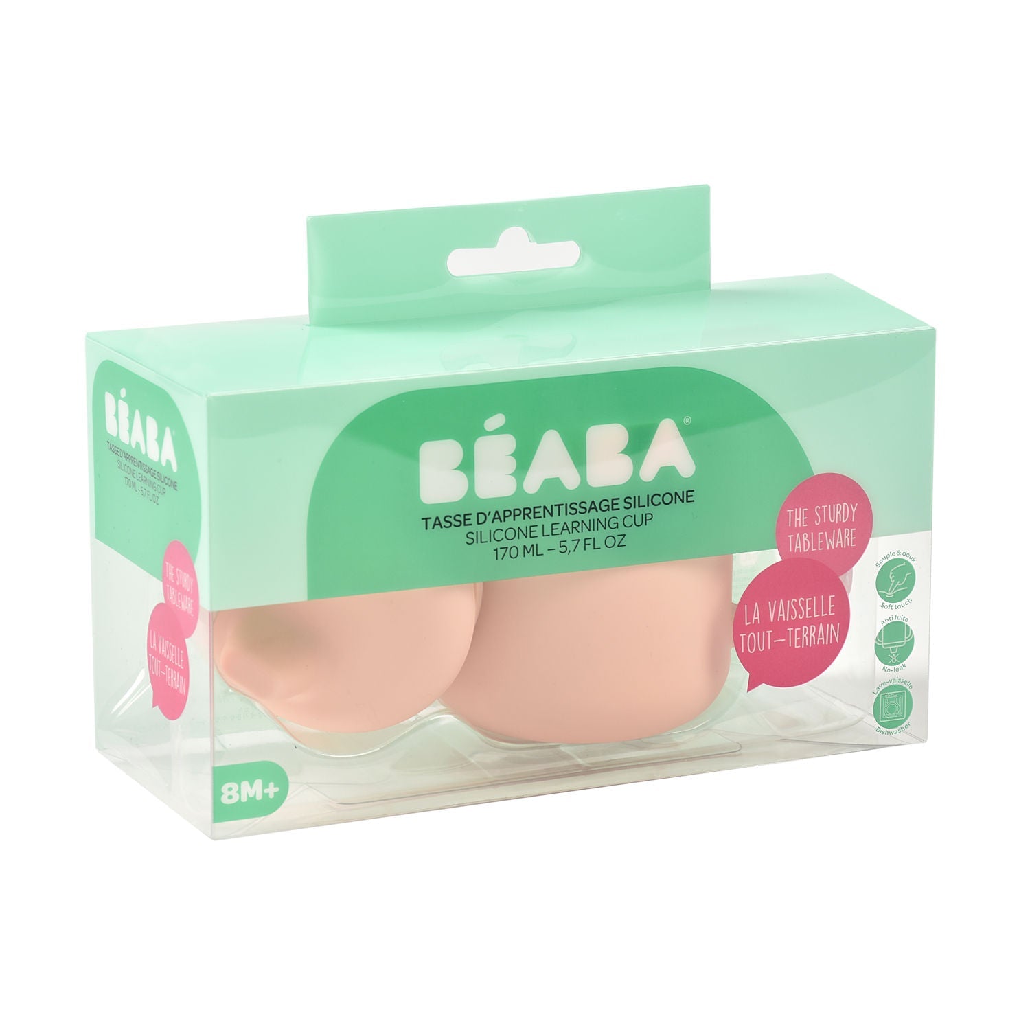Beaba Silicone Learning Cup with Spout Lid - Pink
