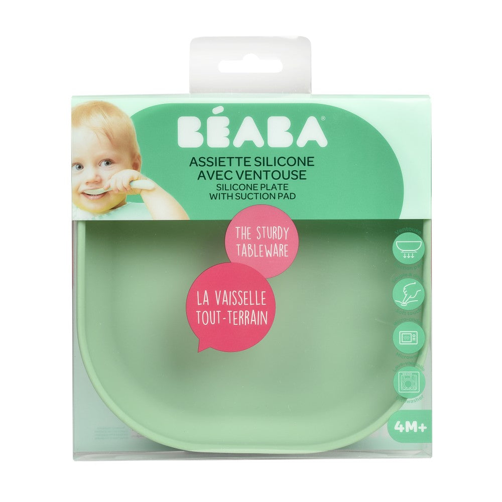 Beaba Silicone Suction Plate - Sage Green