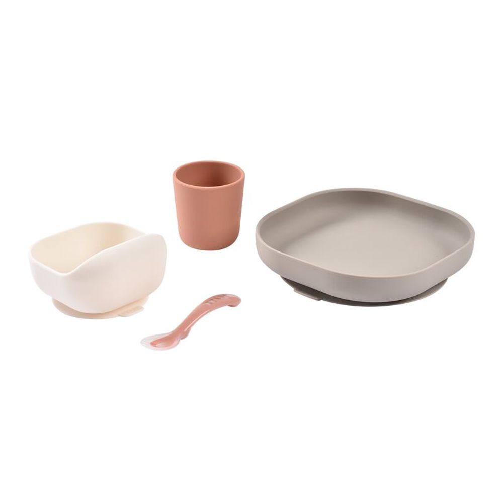 Beaba Silicone Suction Meal Set - Terracotta/Gazelle