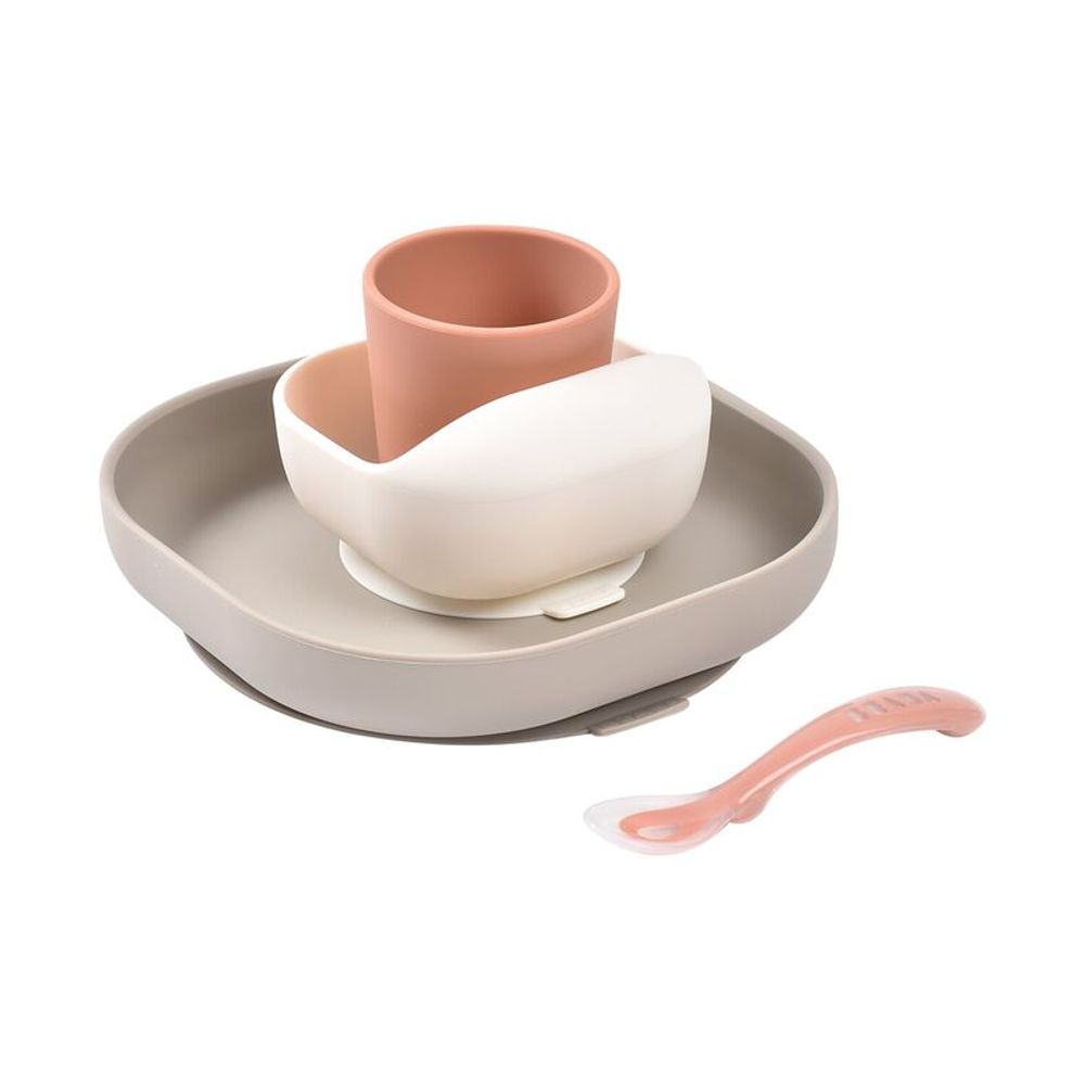 Beaba Silicone Suction Meal Set - Terracotta/Gazelle