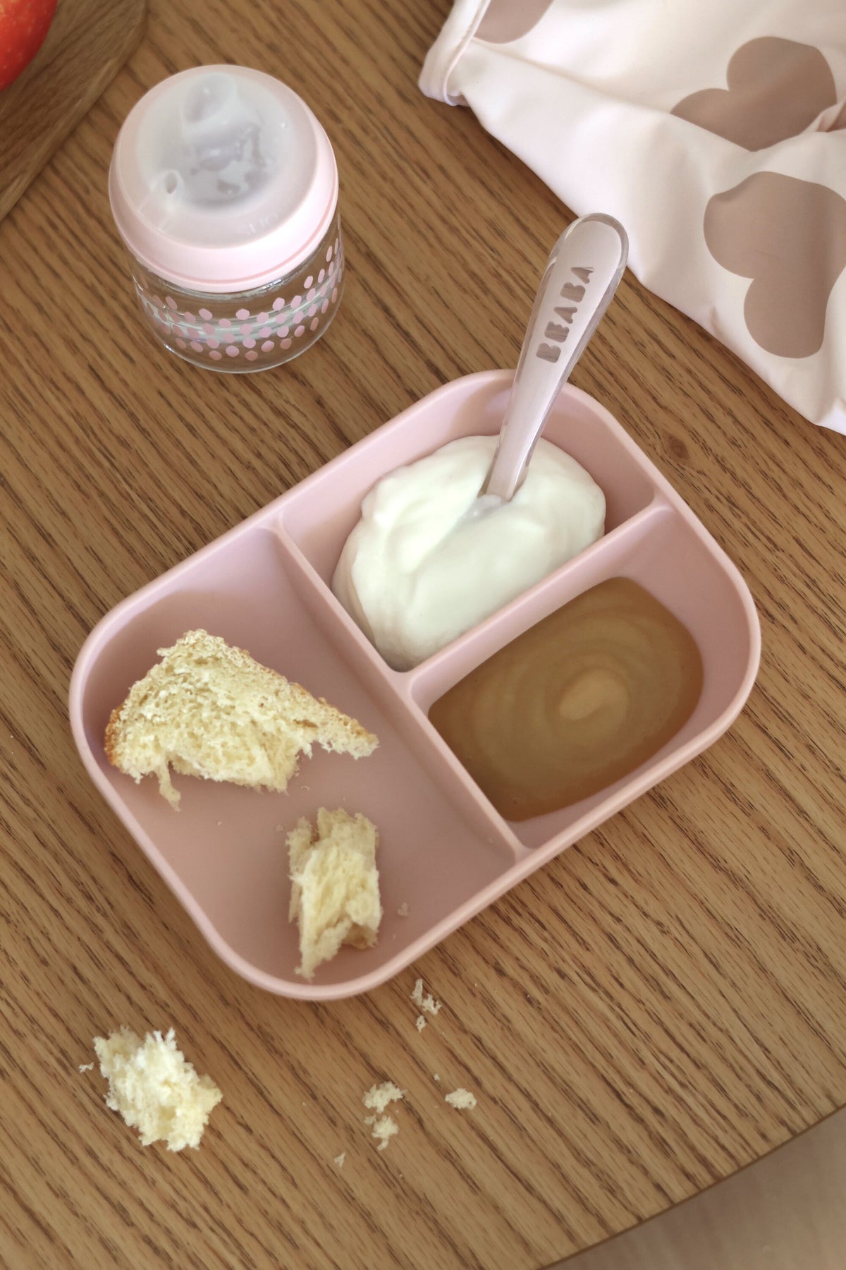 Silicone Suction Divided Plate & Spoon - Cotton Candy