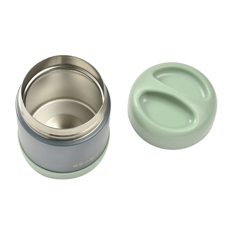Beaba Thermo Portion Stainless Steel Isothermal Food Container 300 ml (mineral grey/sage green)