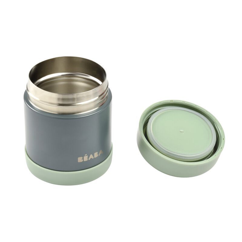 Beaba Thermo Portion Stainless Steel Isothermal Food Container 300 ml (mineral grey/sage green)