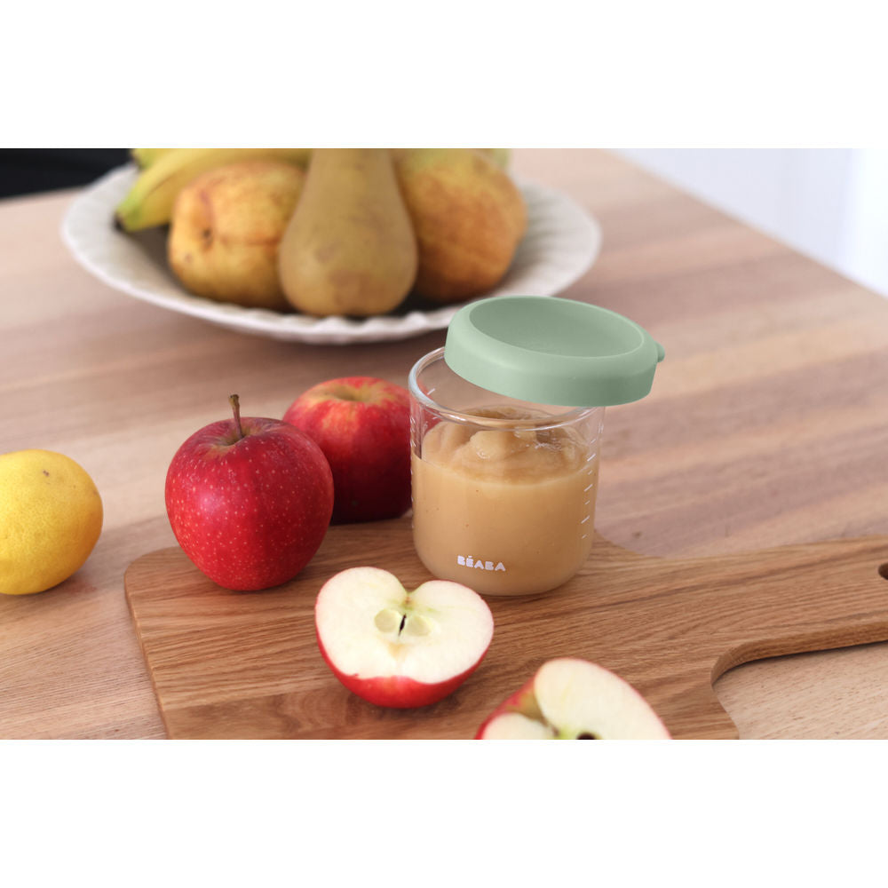 Beaba Glass Jar 250ml - Sage Green