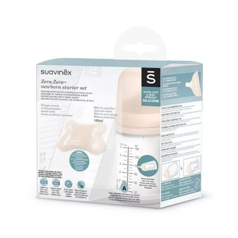 Suavinex Zero Zero Newborn Starter Set 180ml - Adaptable Flow 0+ Months