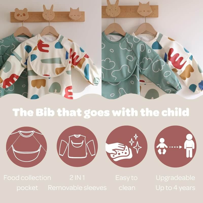 Beaba 2 in 1 Bib w/Removable Sleeves - Playful