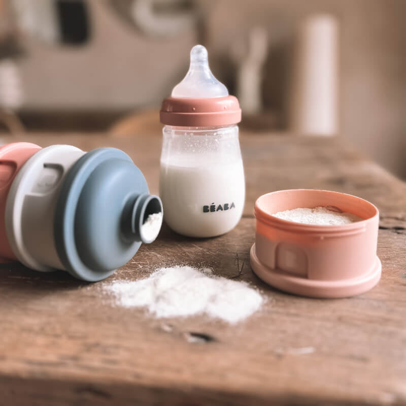 Beaba Formula & Snacks Container - Mineral Grey/Pink