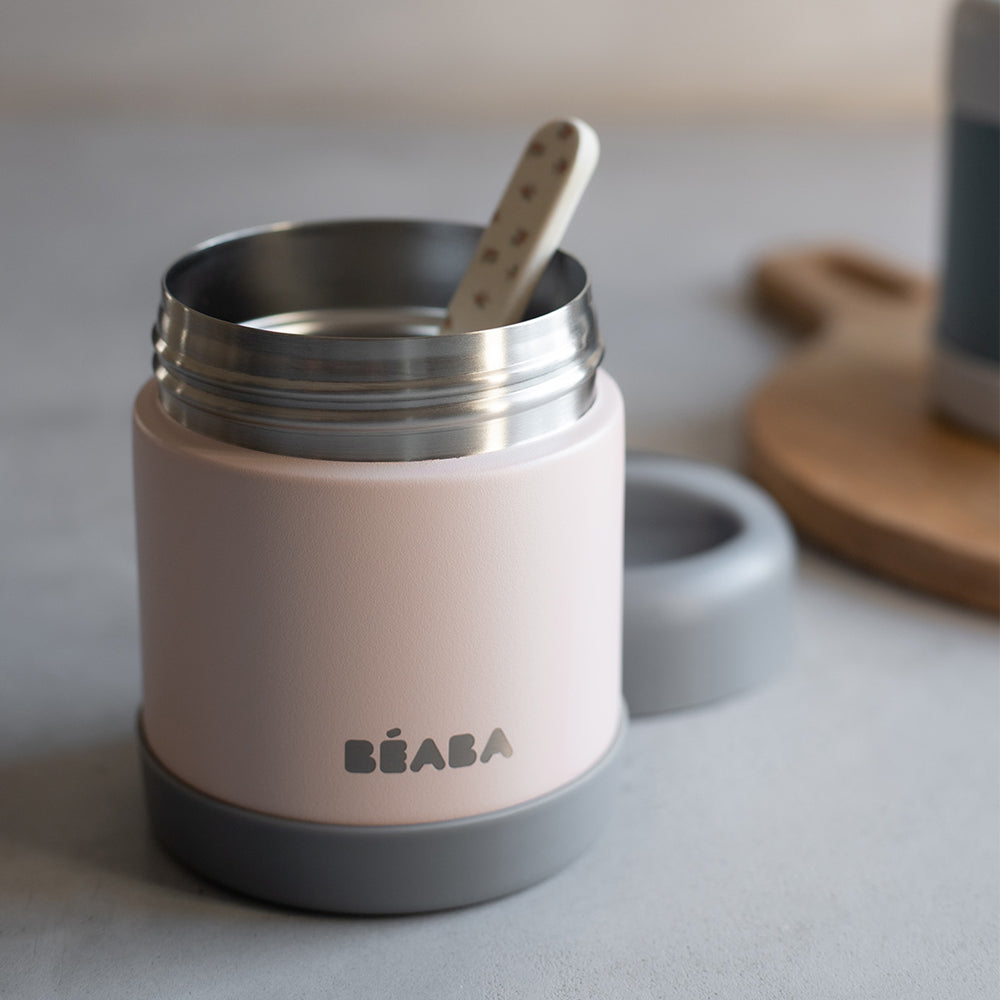 Béaba Stainless Steel Isothermal Portion 300ml - Dark Mist / Light Pink (2)