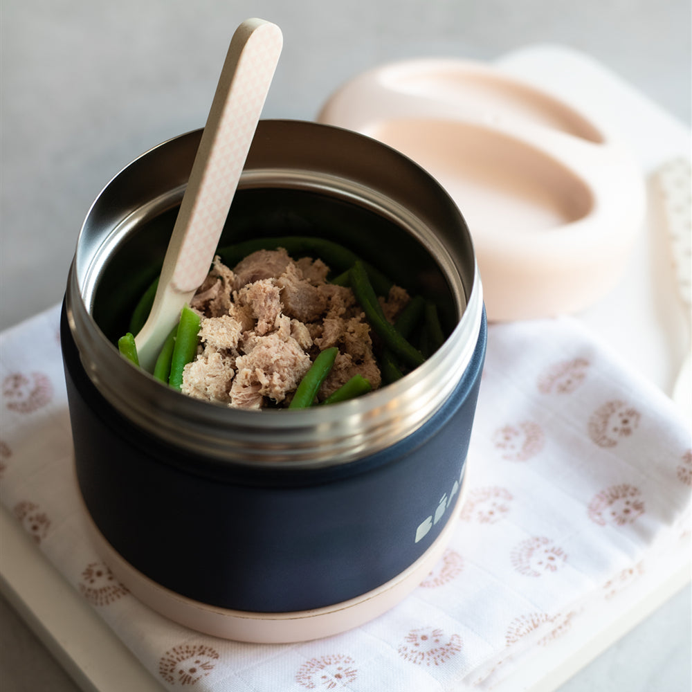 Béaba Stainless Steel Isothermal Portion 500ml - Light Pink / Night Blue (9)