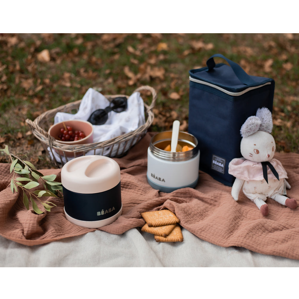 Béaba Stainless Steel Isothermal Portion 500ml - Light Pink / Night Blue (14)