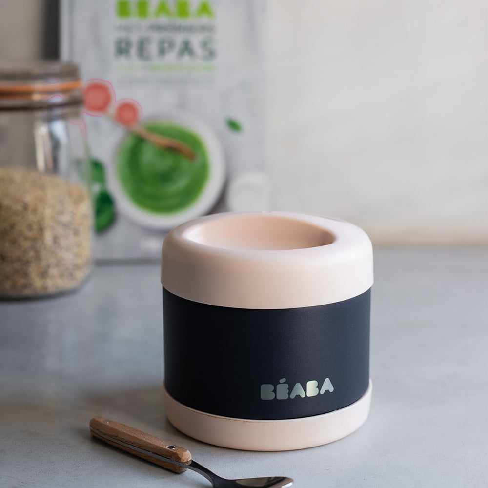 Béaba Stainless Steel Isothermal Portion 500ml - Light Pink / Night Blue (2)