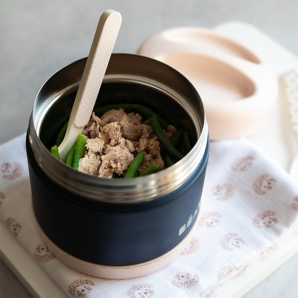 Béaba Stainless Steel Isothermal Portion 500ml - Light Pink / Night Blue (3)