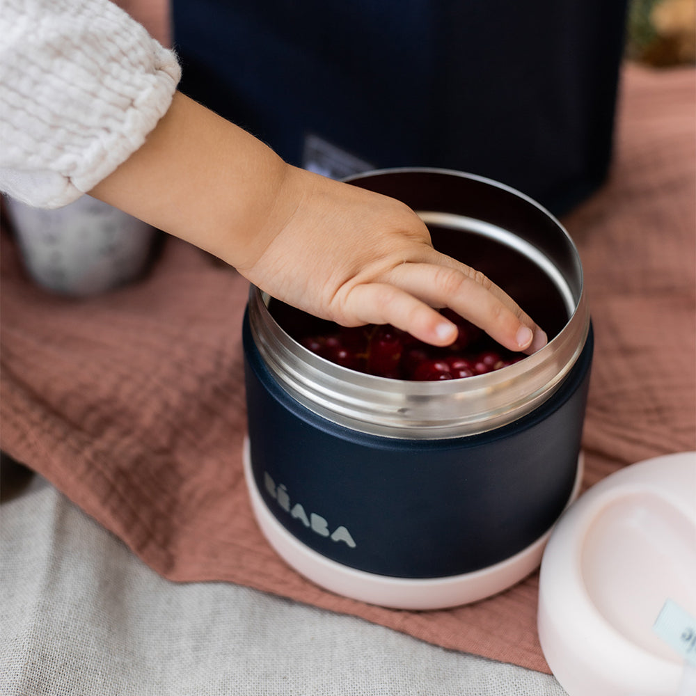 Béaba Stainless Steel Isothermal Portion 500ml - Light Pink / Night Blue (4)