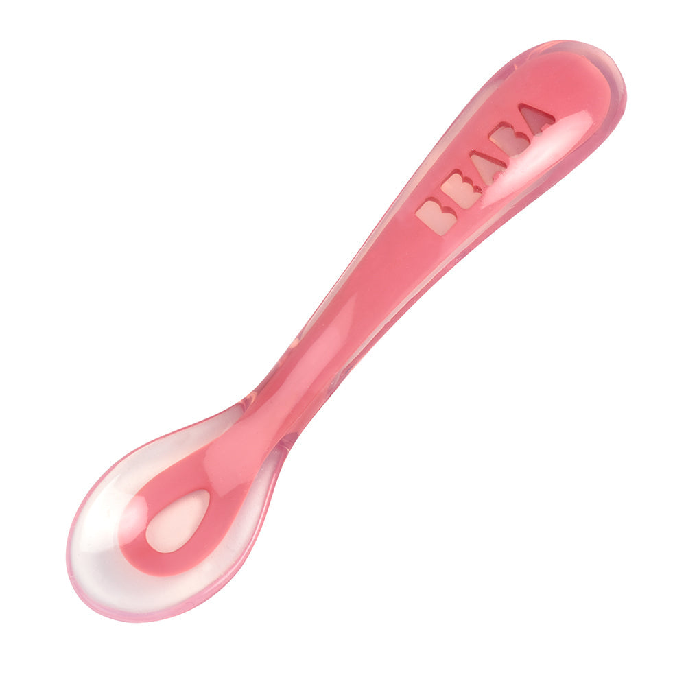 Beaba Silicone Suction Divided Plate & Spoon - Pink (1)