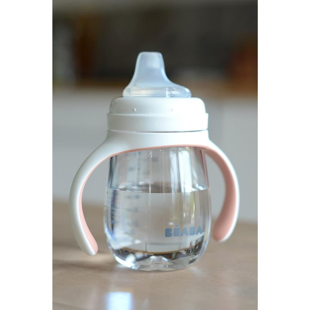 Beaba 2-in-1 Bottle to Sippy Learning Cup 210ml - Vintage Pink