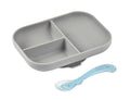 Silicone Suction Divided Plate & Spoon - Grey