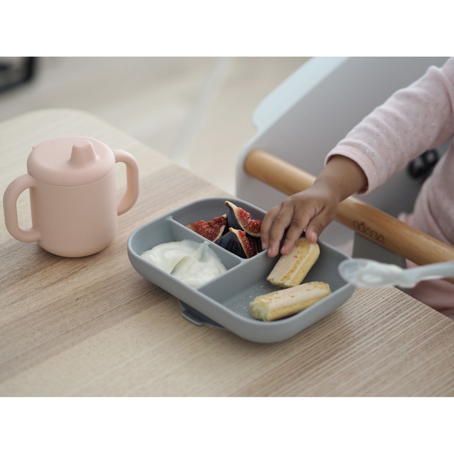 Silicone Learning Set - Pink/Grey
