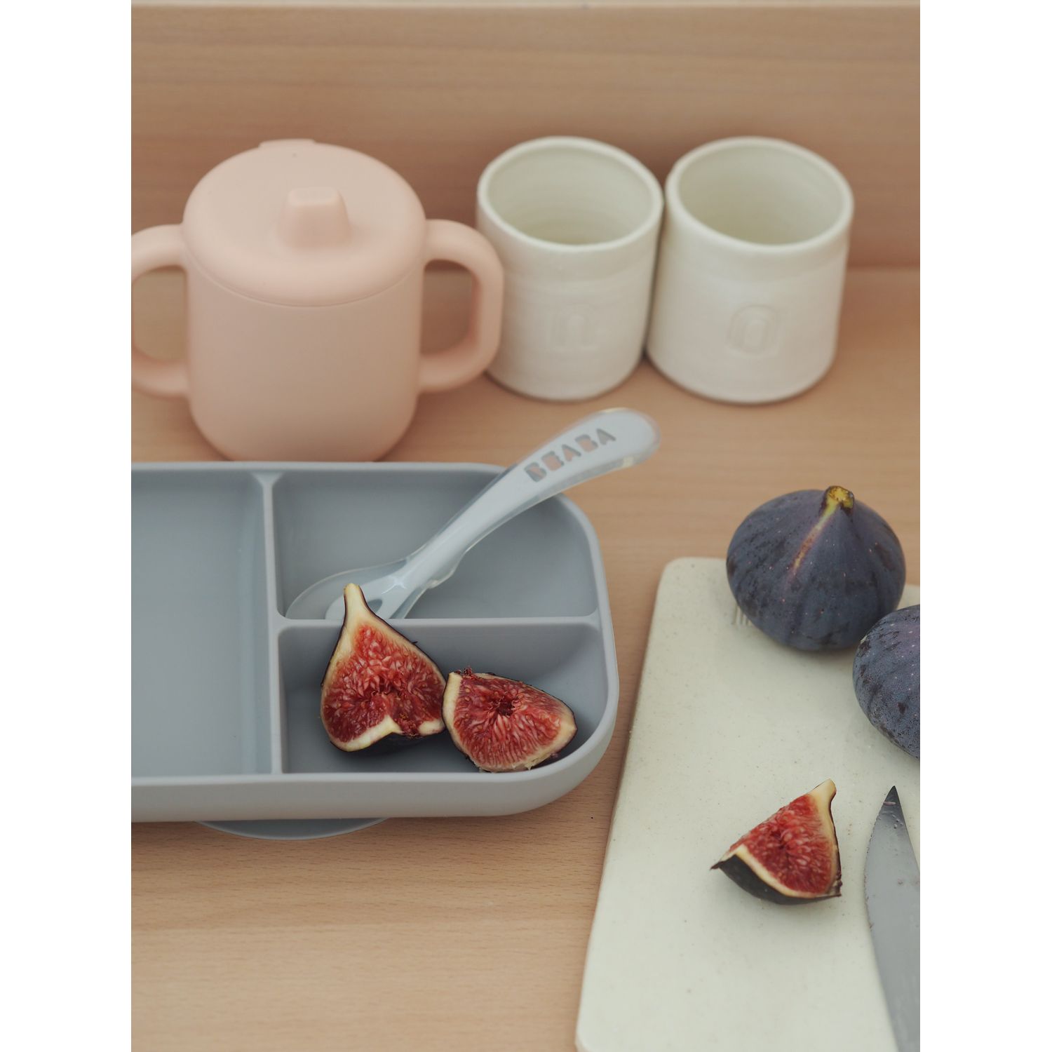 Silicone Learning Set - Pink/Grey