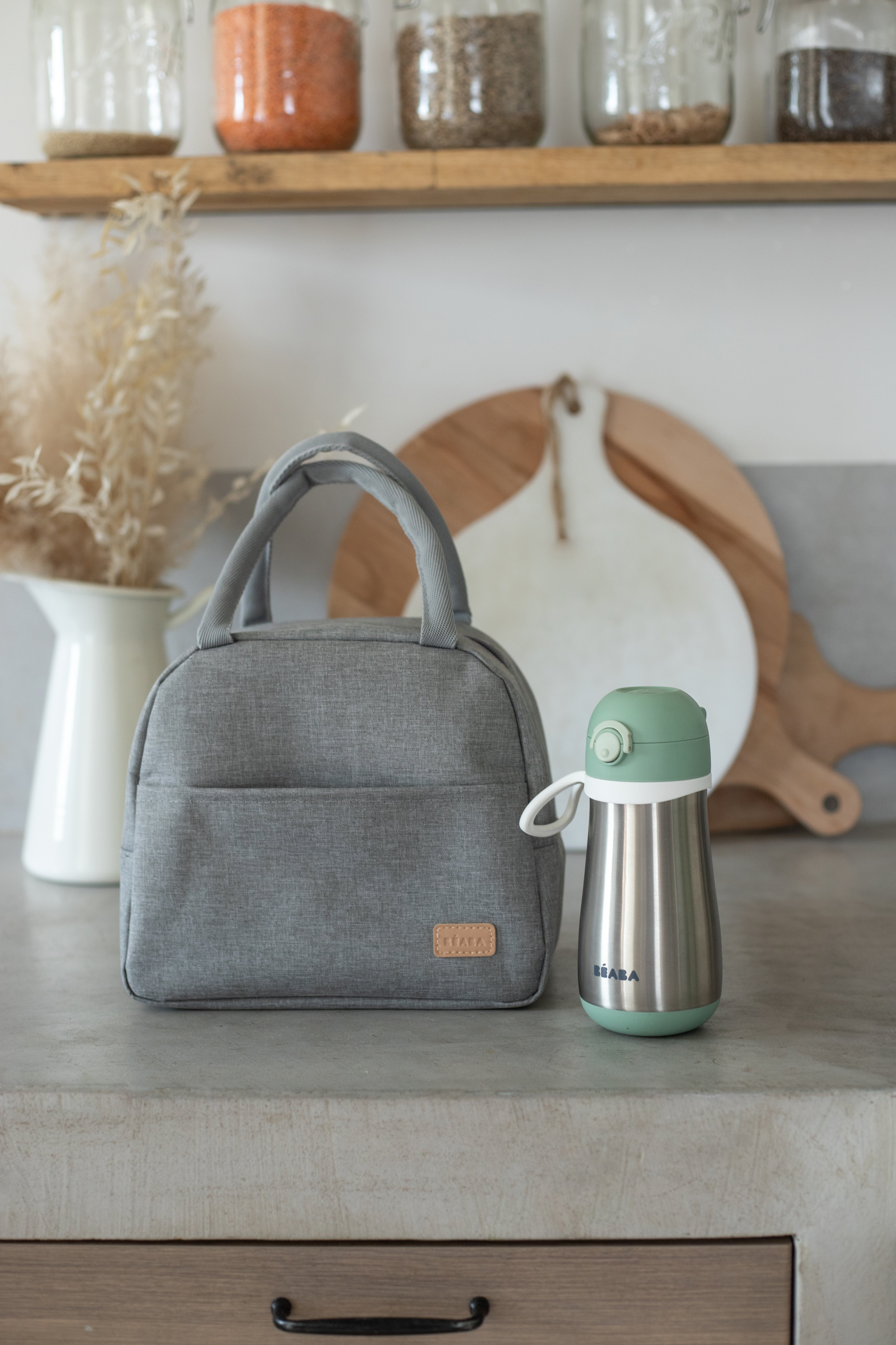 Stainless Steel Spout Bottle 350ml - Sage Green