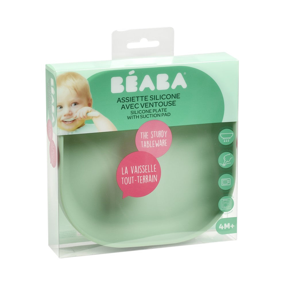 Beaba Silicone Suction Plate - Sage Green