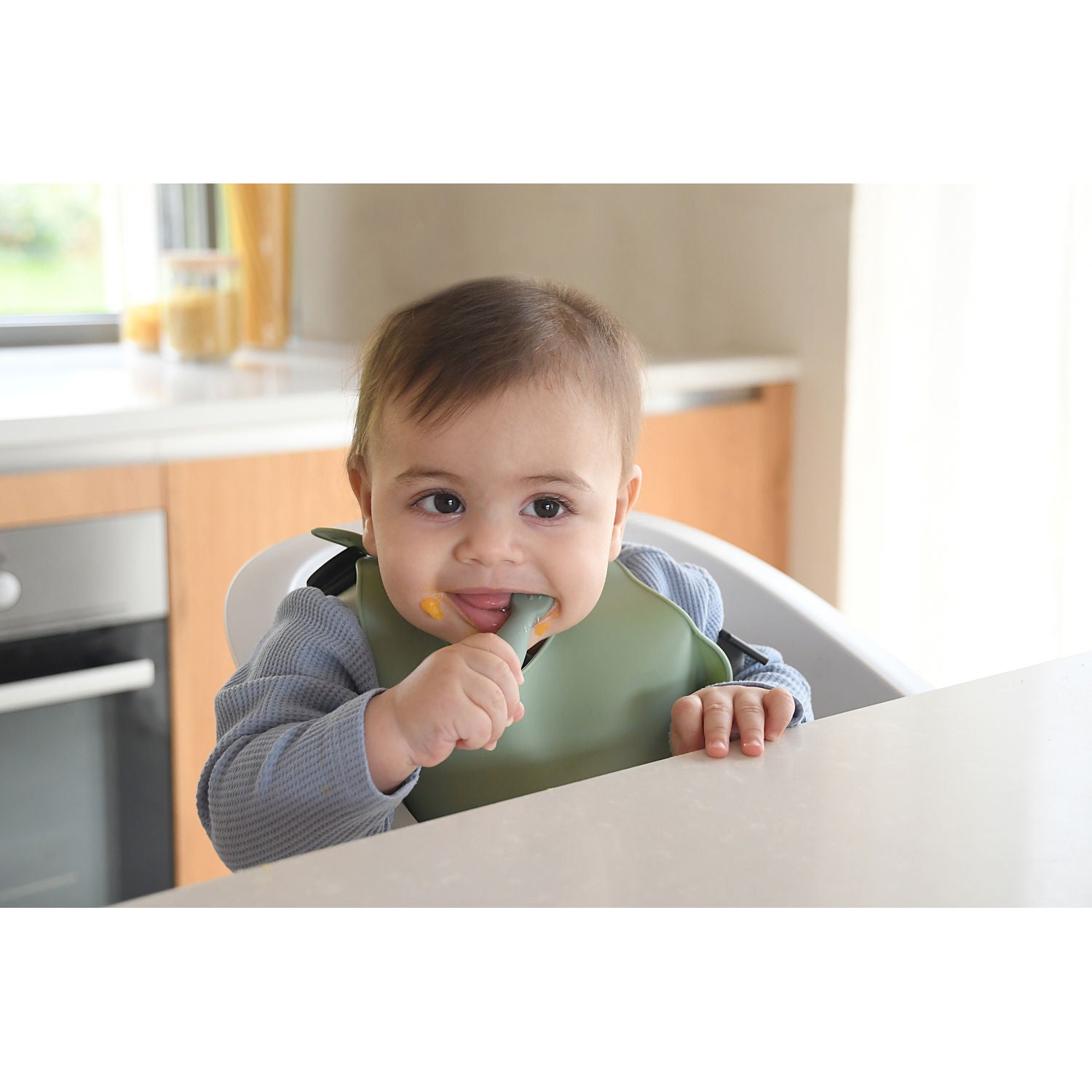 Beaba Silicone Pre-Spoons 2 Pack - Sage Green/Velvet Grey