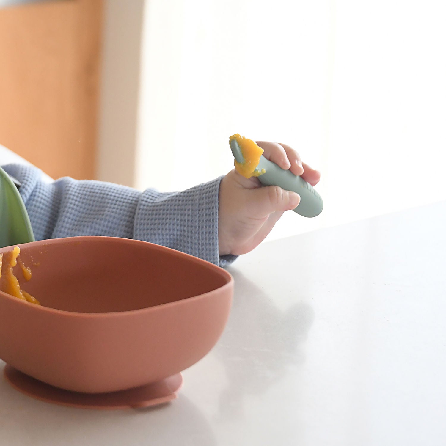 Beaba Silicone Pre-Spoons 2 Pack - Sage Green/Velvet Grey