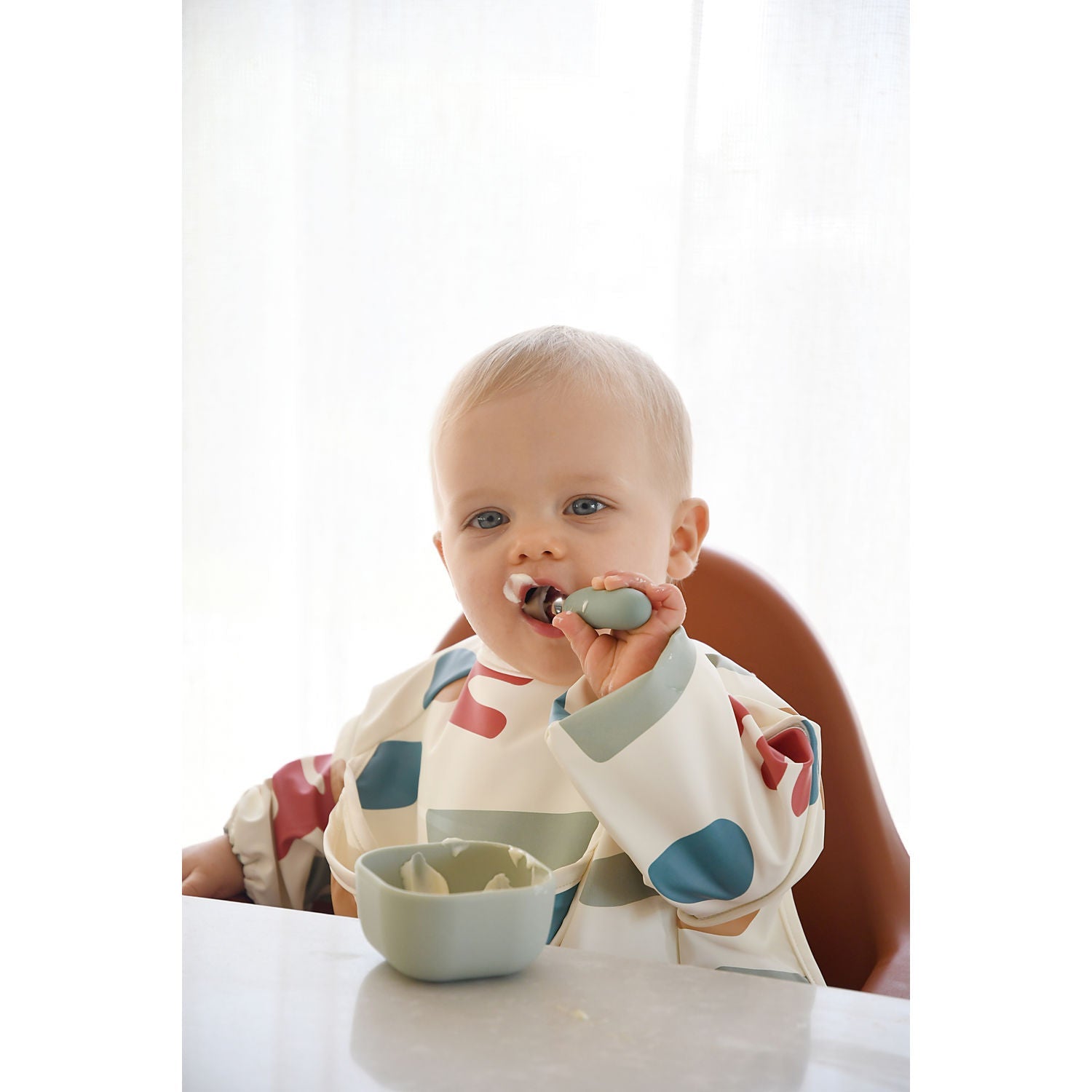 Beaba Fork & Spoon Stainless Steel Pre-Cutlery - Sage Green