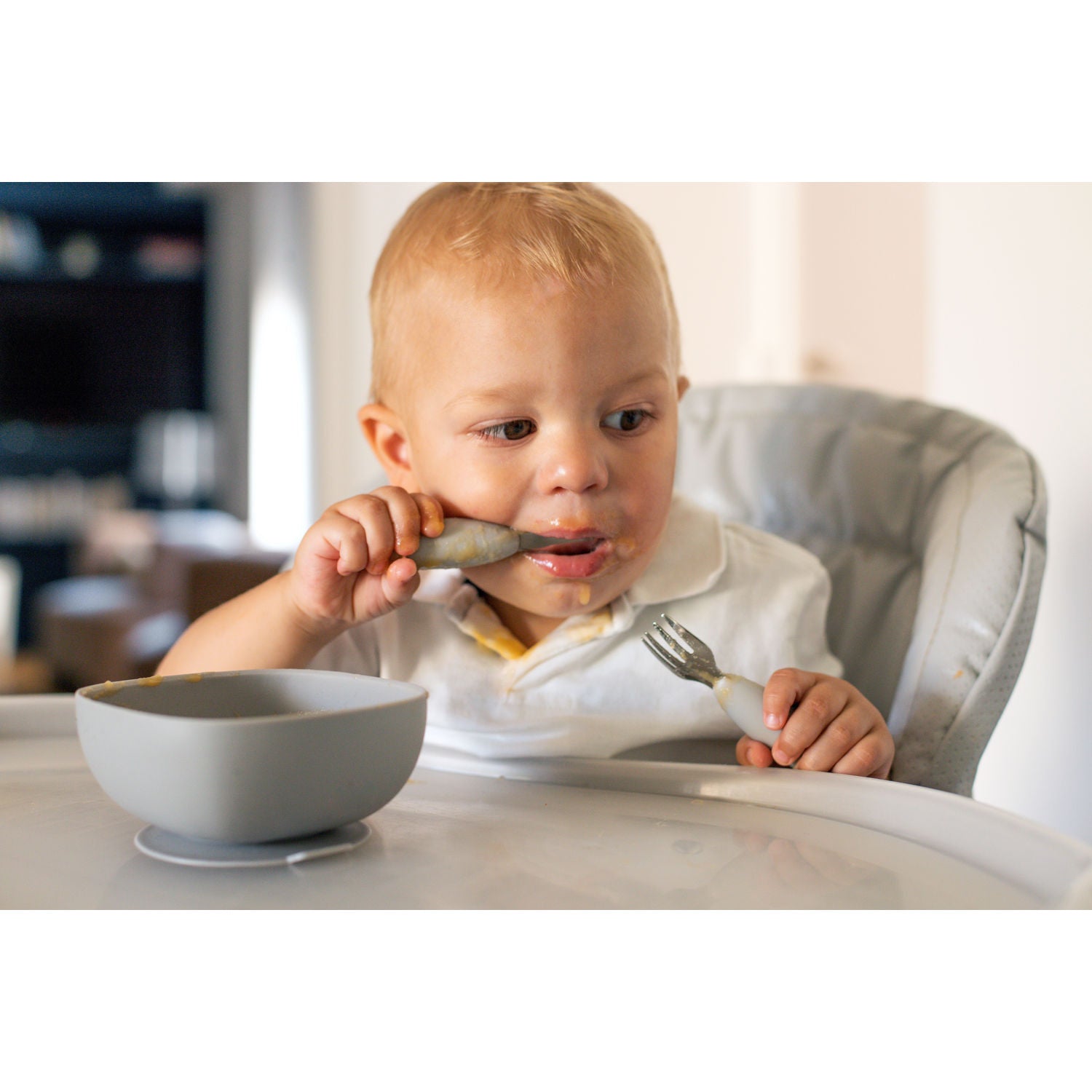 Fork & Spoon Stainless Steel Pre-Cutlery - Velvet Grey