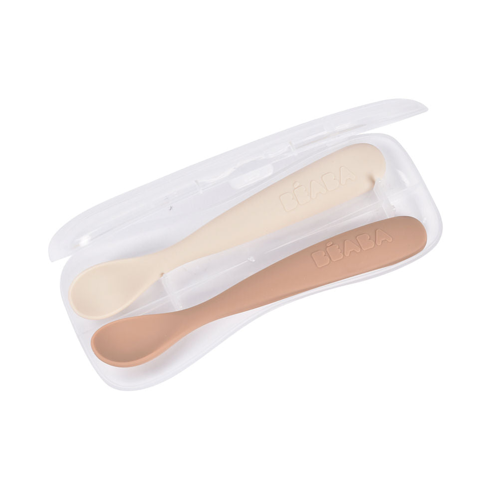 Beaba 1st Stage Silicone Spoons 2 Pack - Praline/Clay