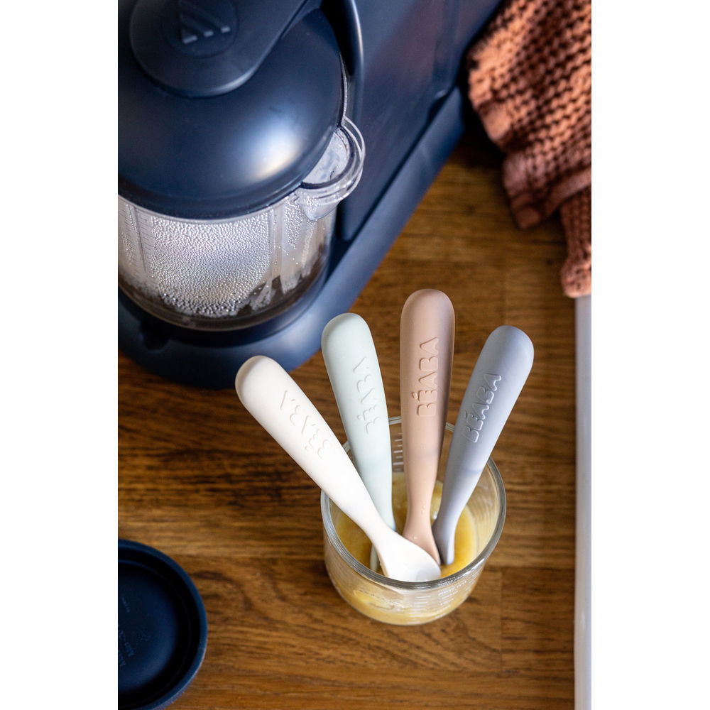 Beaba 1st Stage Silicone Spoons 4 Pack - Natural