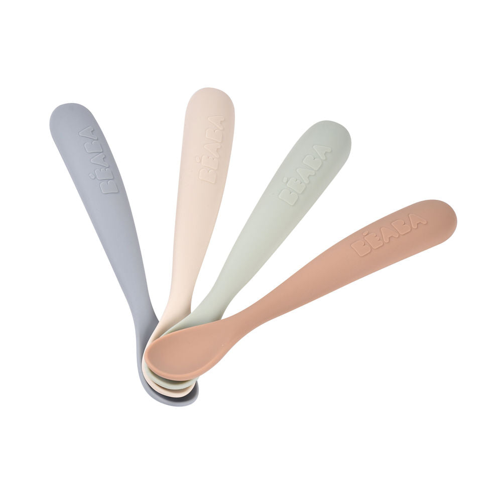 Beaba 1st Stage Silicone Spoons 4 Pack - Natural
