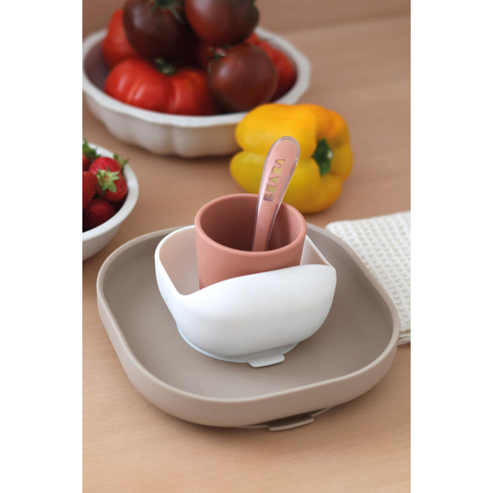 Beaba Silicone Suction Meal Set - Terracotta/Gazelle