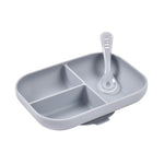 Silicone Suction Divided Plate & Spoon - Pebble