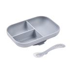 Silicone Suction Divided Plate & Spoon - Pebble