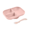 Silicone Suction Divided Plate & Spoon - Cotton Candy