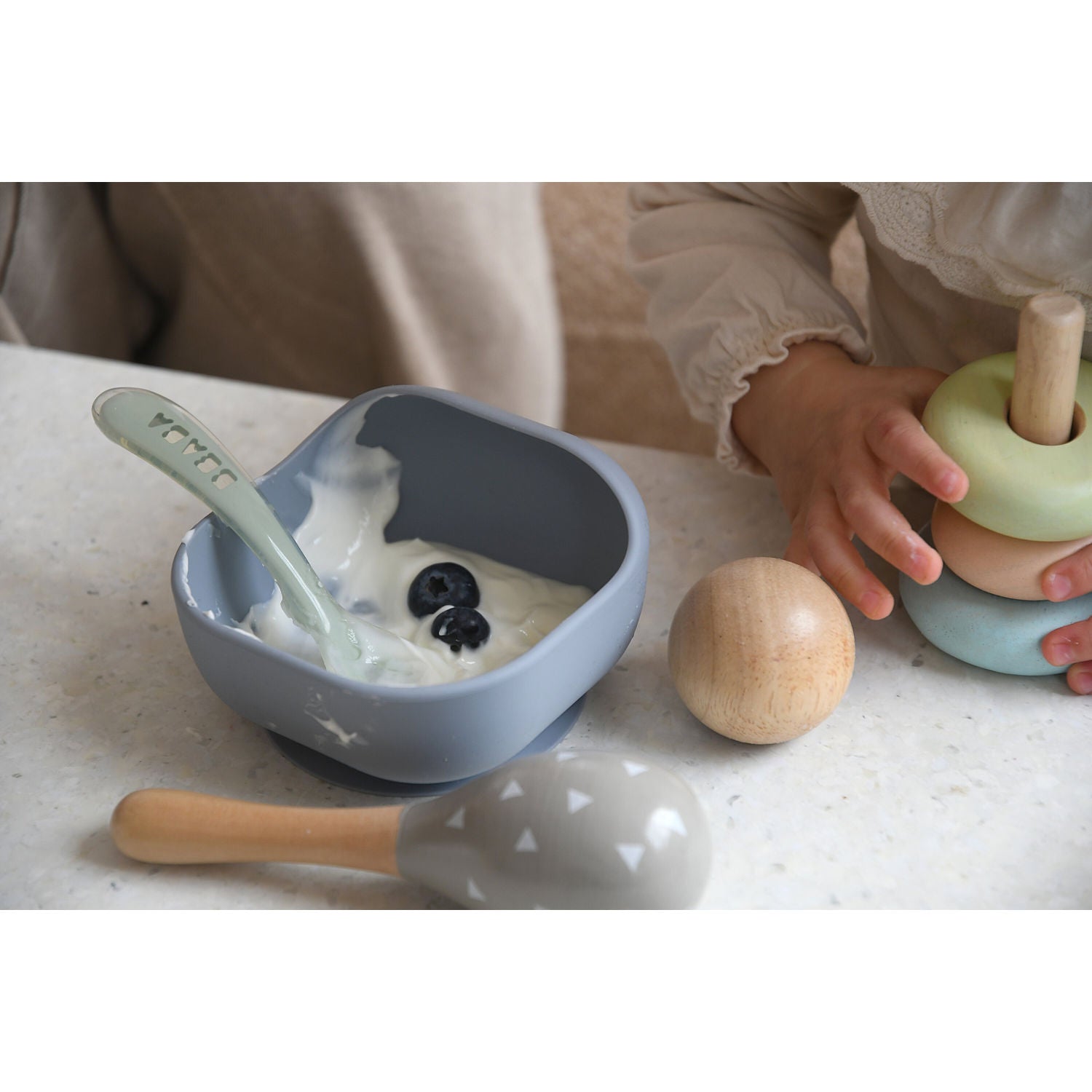 Beaba 2nd Stage Silicone Spoon - Misty Green