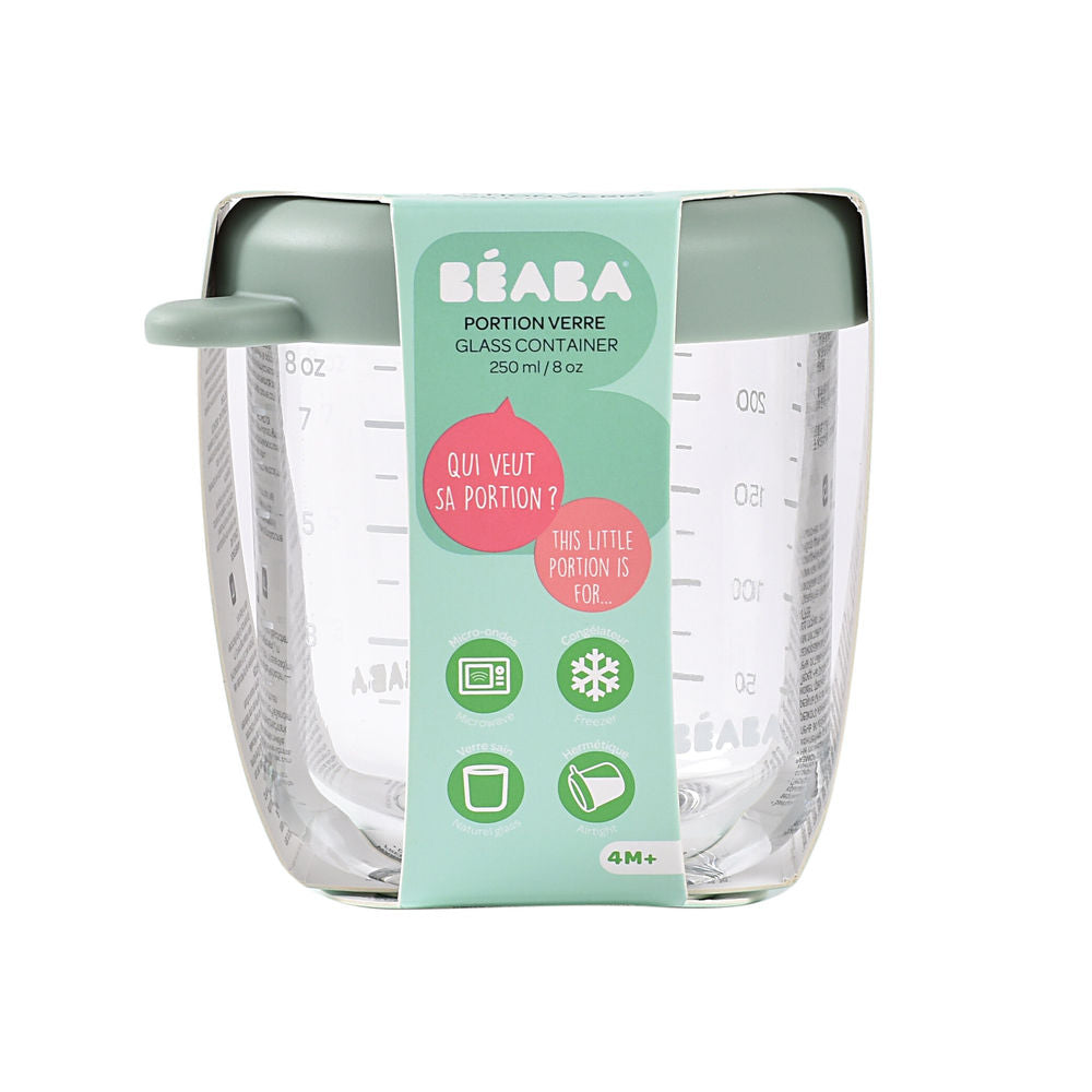 Beaba Glass Jar 250ml - Sage Green