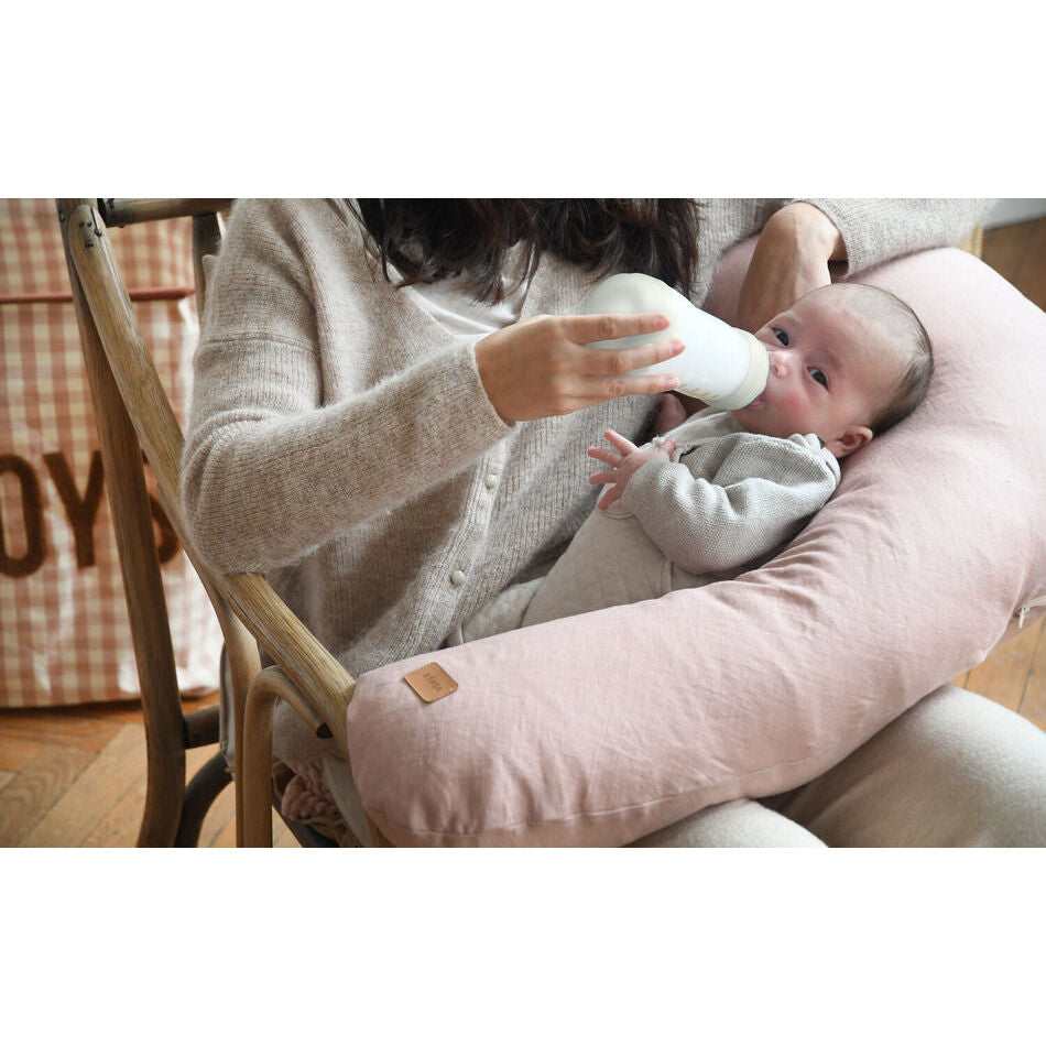 Big Flopsy Linen Nursing Pillow - Rose