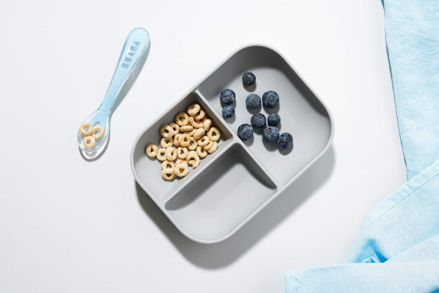 Silicone Suction Divided Plate & Spoon - Grey
