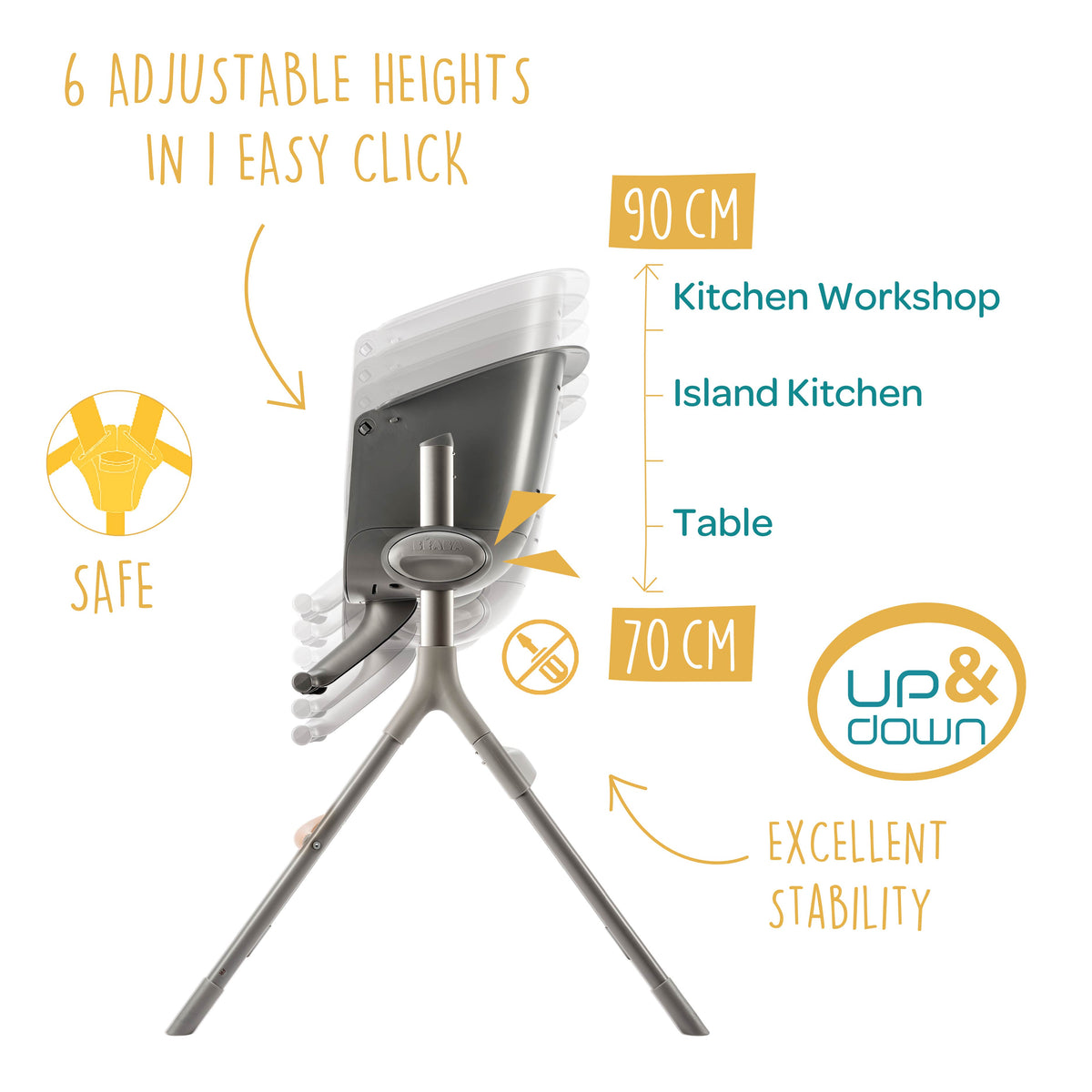 Up & Down Highchair - White