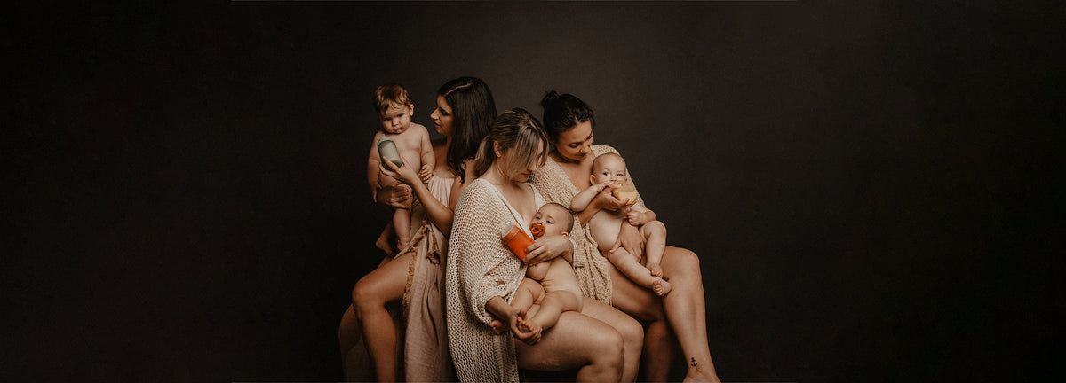 Three mothers holding and feeding their babies, Suavinex Colour Essence