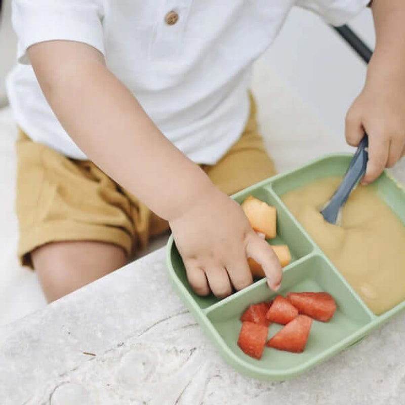 Divided Silicone Suction Plate - Sage